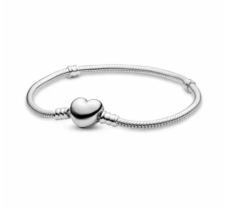 Solid Love Heart Charm Bracelet