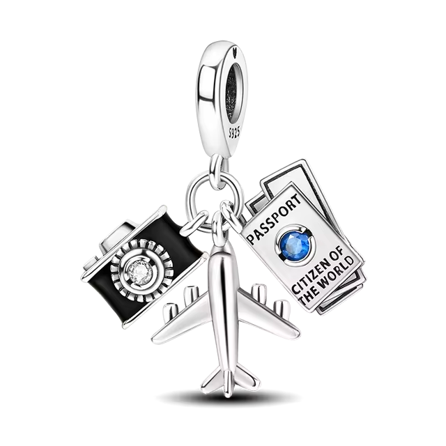 925 Plane, Passport & Camera Charm - Special Something