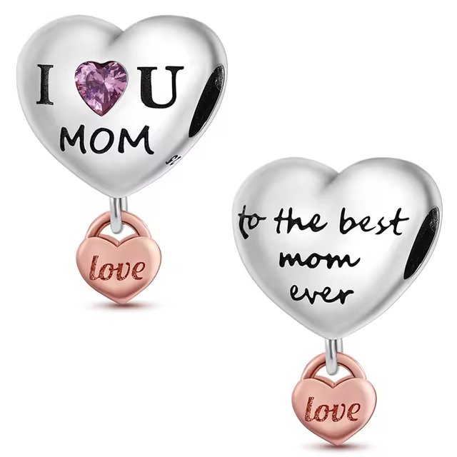 925 Mom Embossed Heart Charm - Special Something