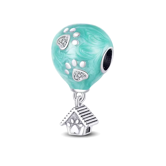 925 Turquoise Flying Dog House Charm
