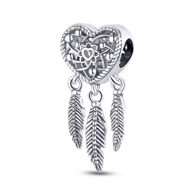 925 Heart Feather Charm - Special Something