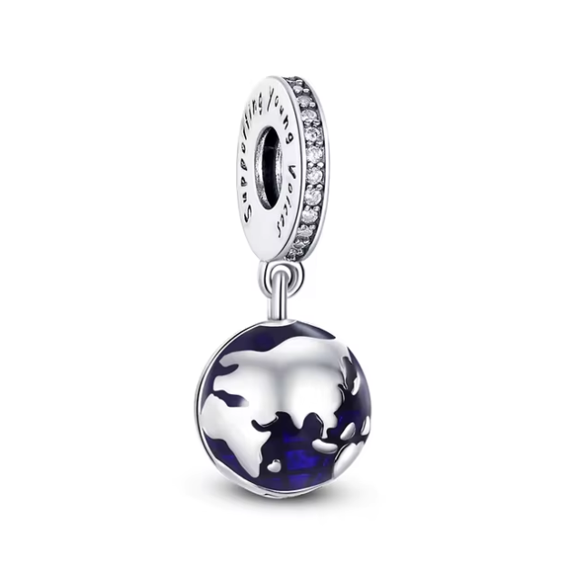 925 Globe Charm