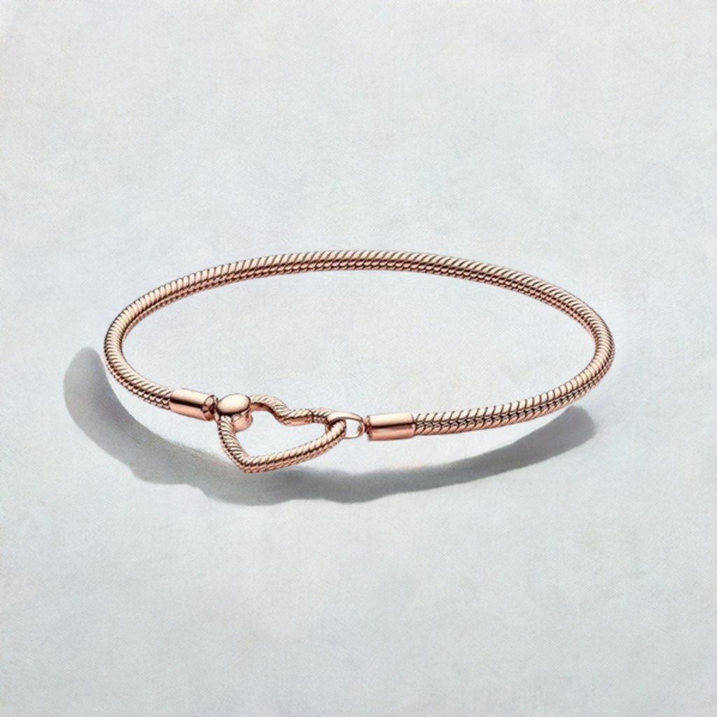 925 Rose Gold Plated Heart Charm Bracelet