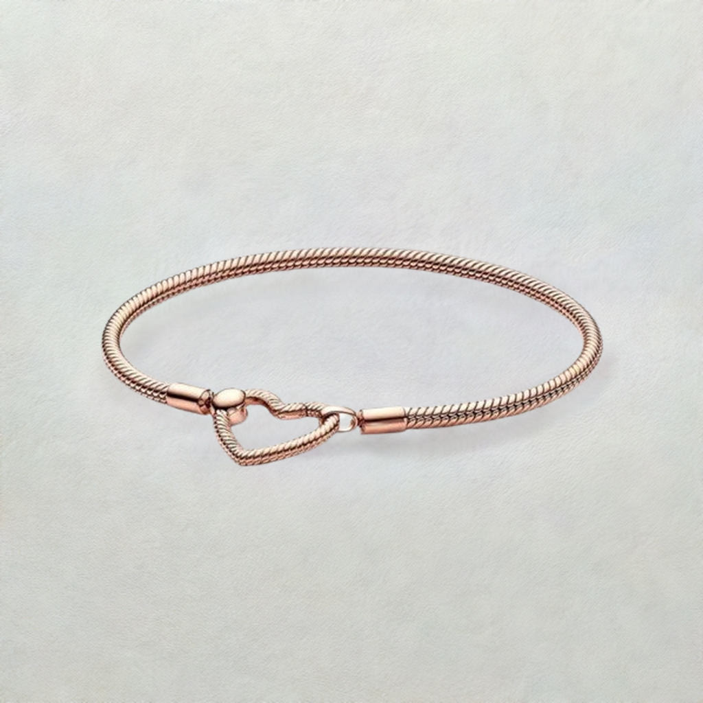 925 Rose Gold Plated Heart Charm Bracelet