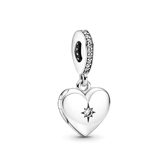 925 Heart With Star Charm